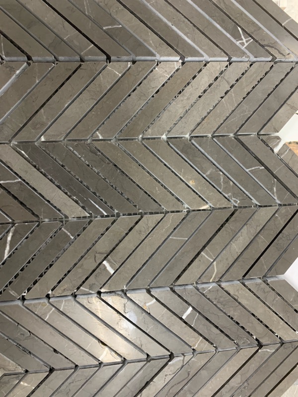 Arvex Chevron Pietra Grey Honed Marble 15x75mm: 30.5×30.5cm