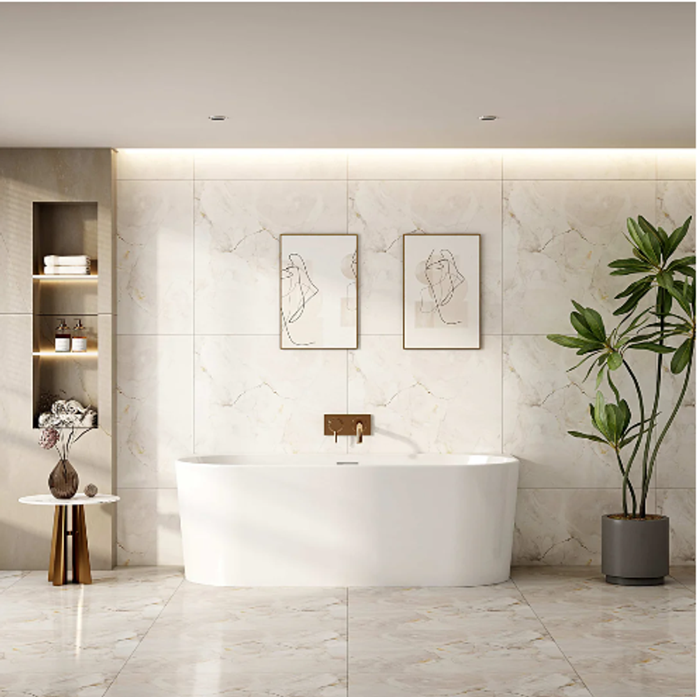 Musen 1500mm Back To Wall Gloss White Bathtub