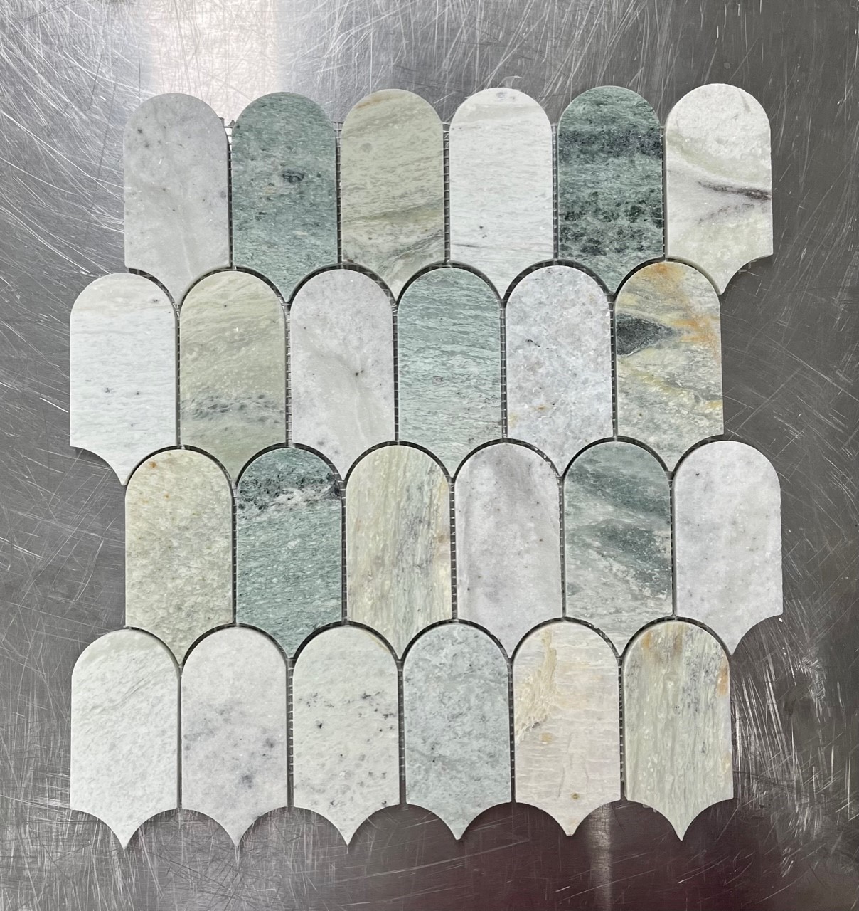 Starstile PE03 Ming Green Honed Feather Mosaic 31.5×34.5cm
