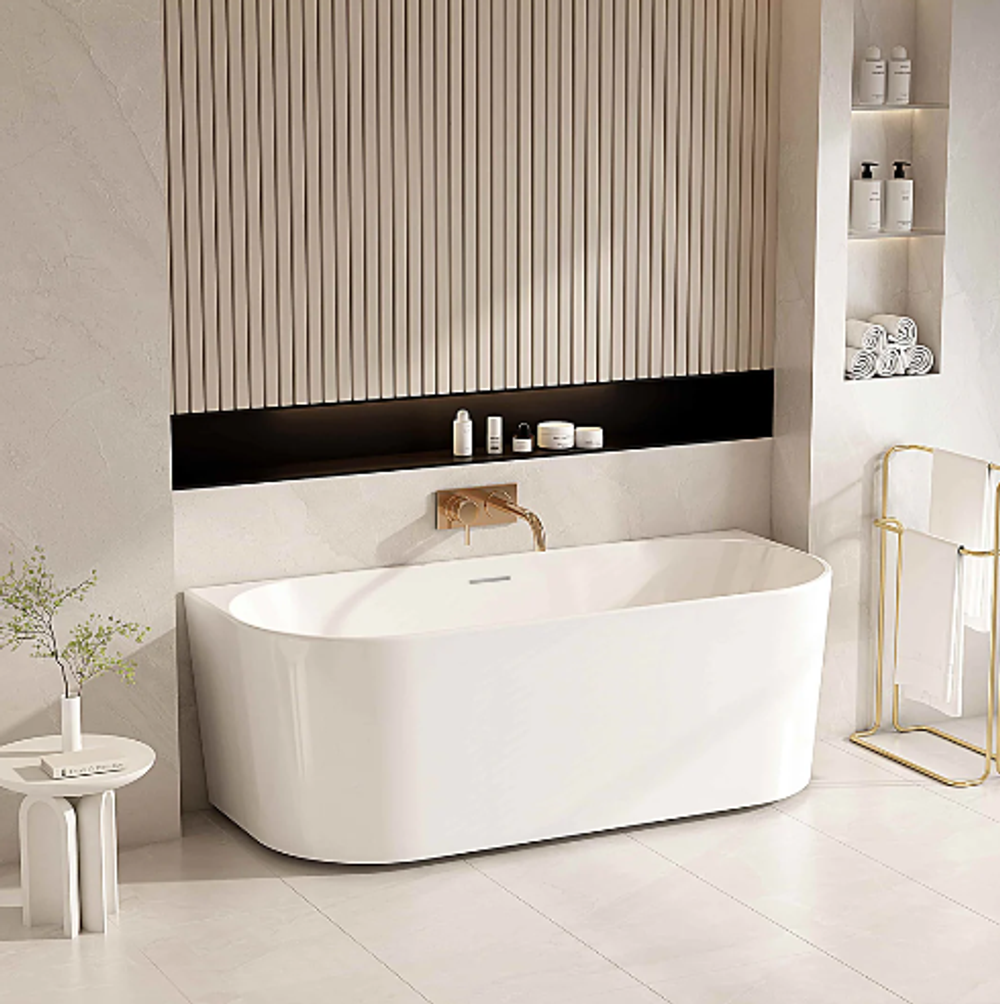 Musen 1200mm Ultra-Thin Back-to-Wall Bathtub - Gloss White