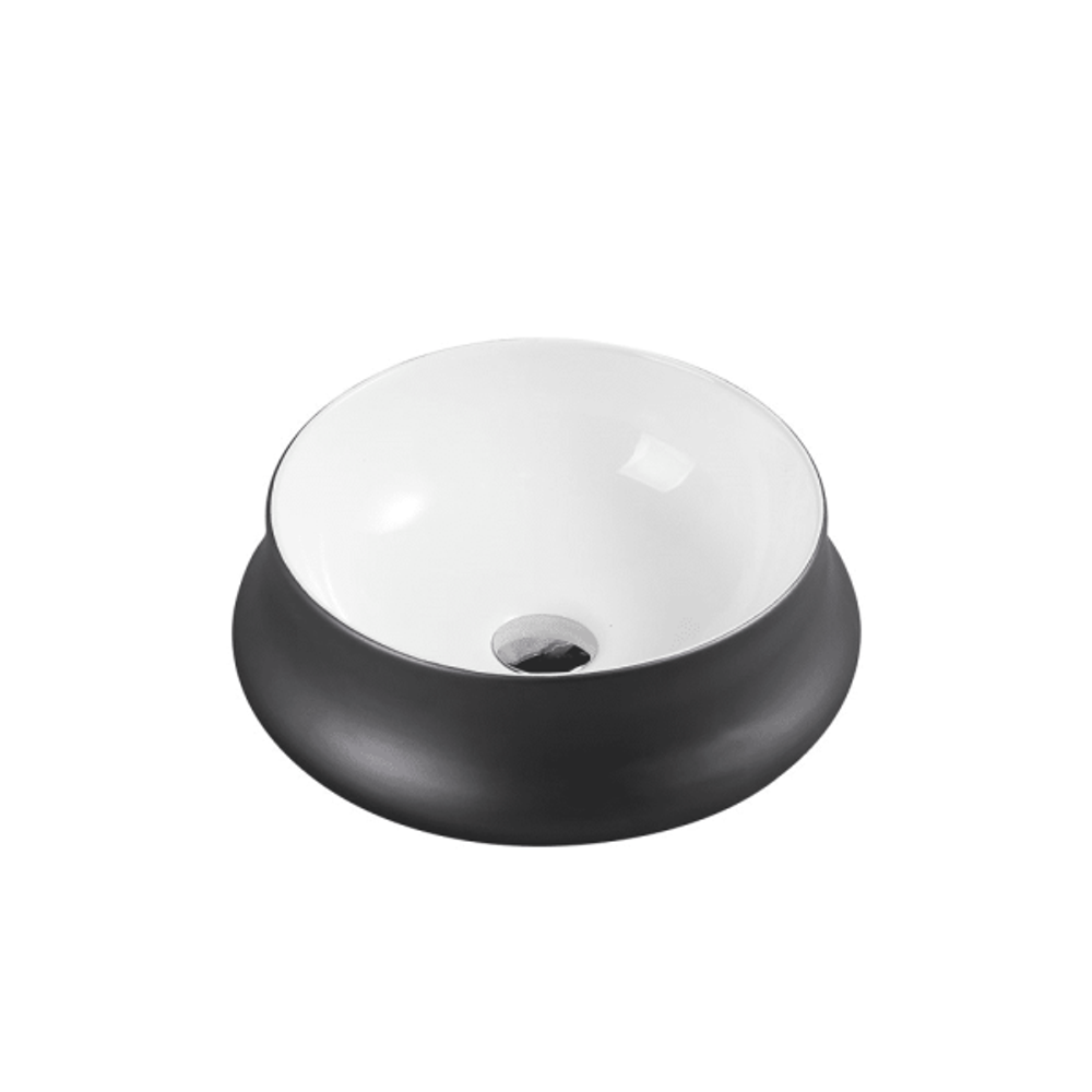 Trier 32 White with Gunmetal Above Counter Round Basin