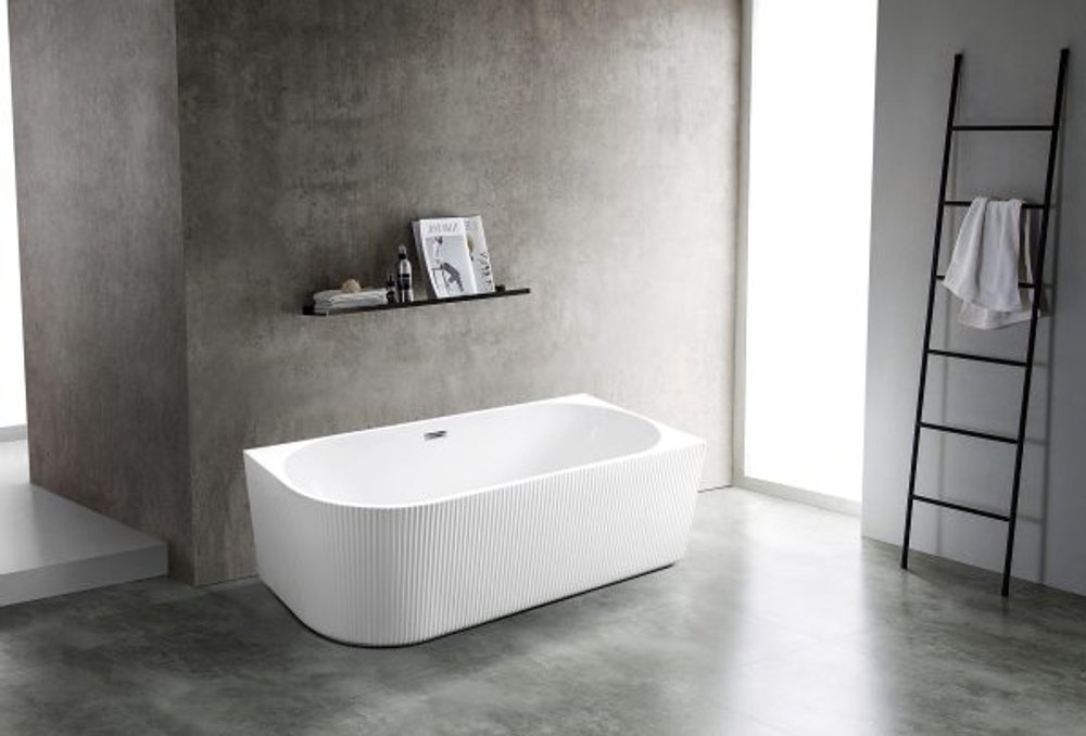 Rose 1700mm V-Groove Right-Hand Corner Matt White Bathtub WITH OVERFLOW