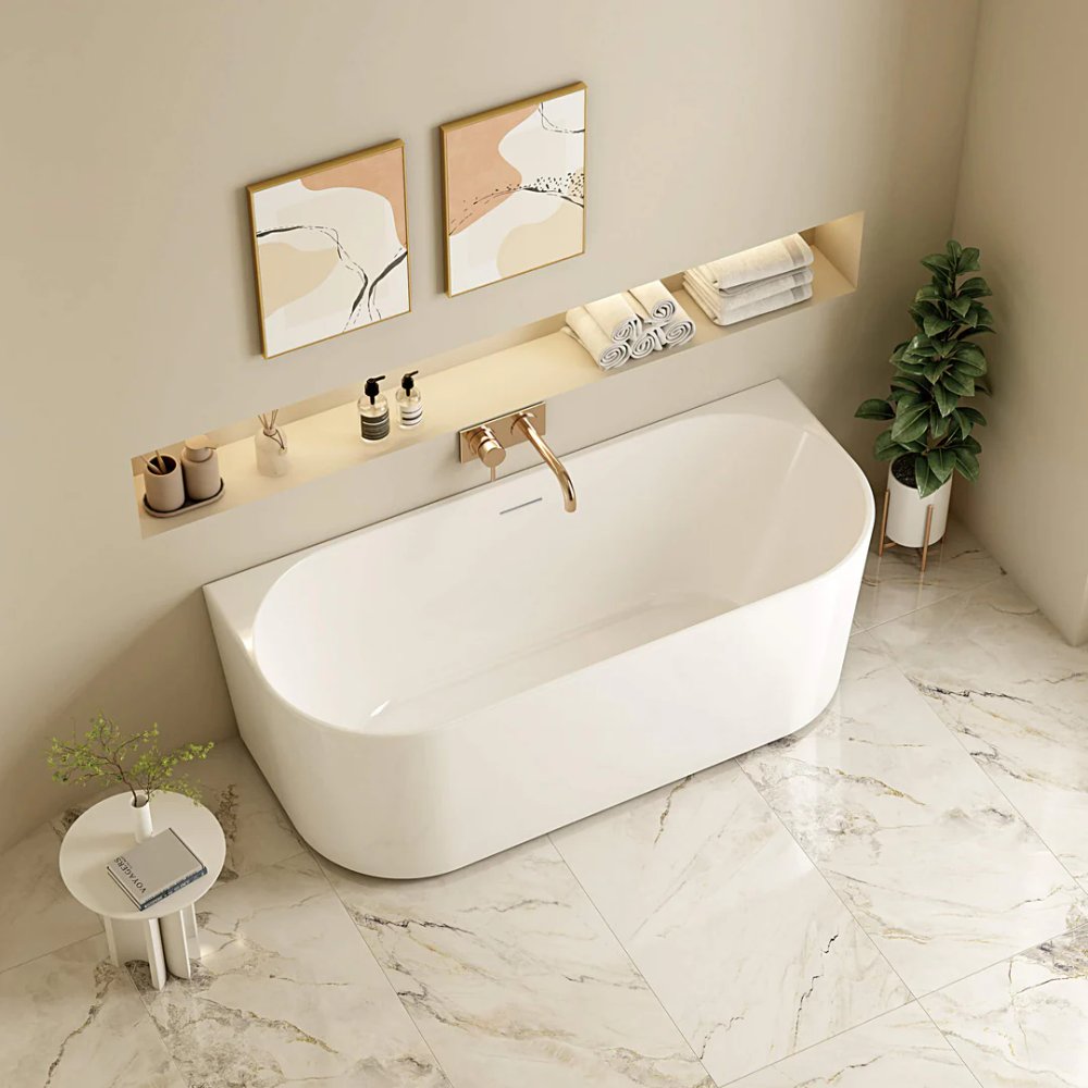 Musen 1700mm Back To Wall Gloss White Bathtub