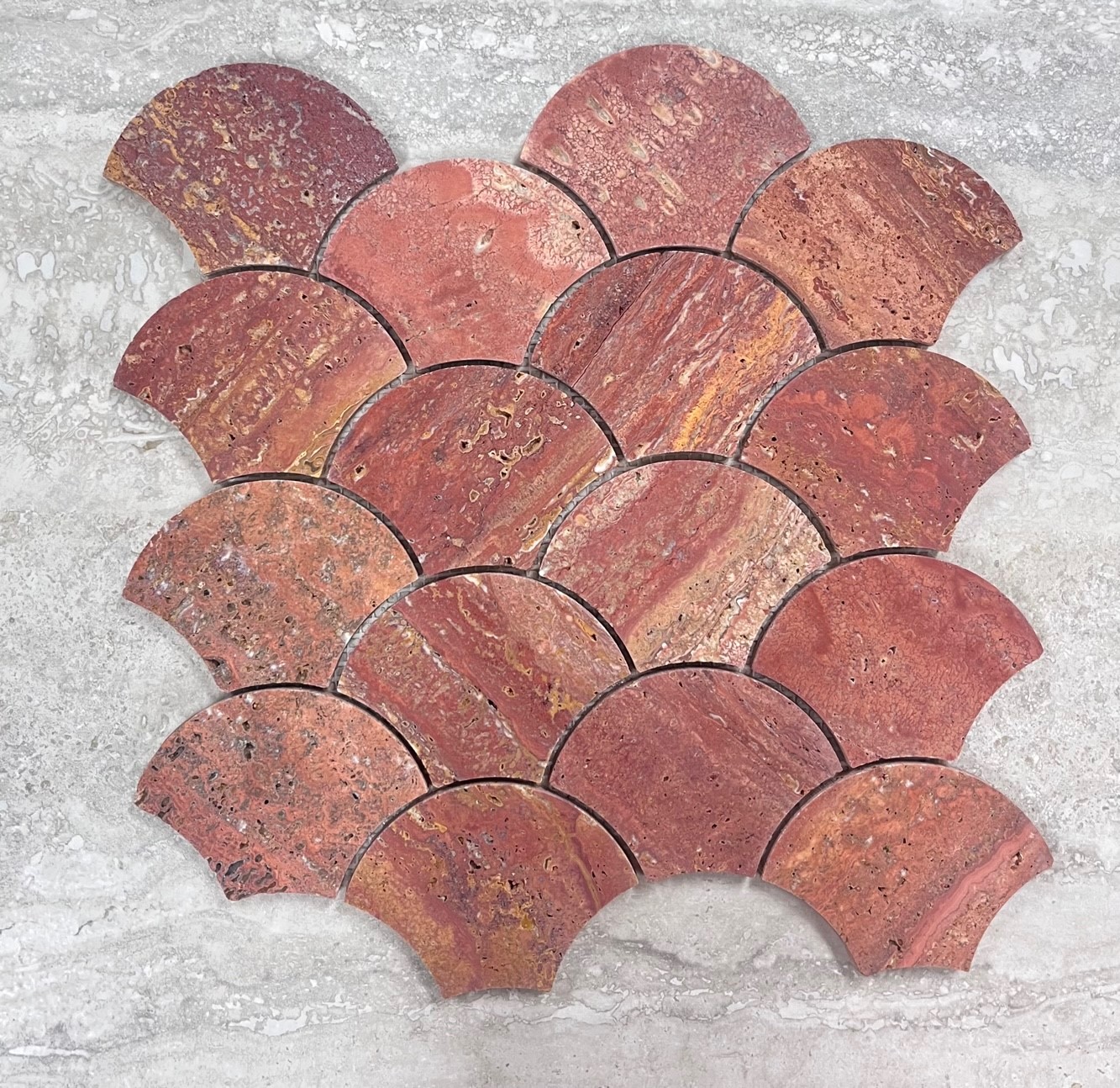 Starstile Honed Red Travertine Shell Mosaic 27.6×27.7cm