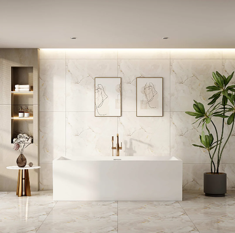 Orta 1400mm Multi-Fix Freestanding Gloss White Bathtub