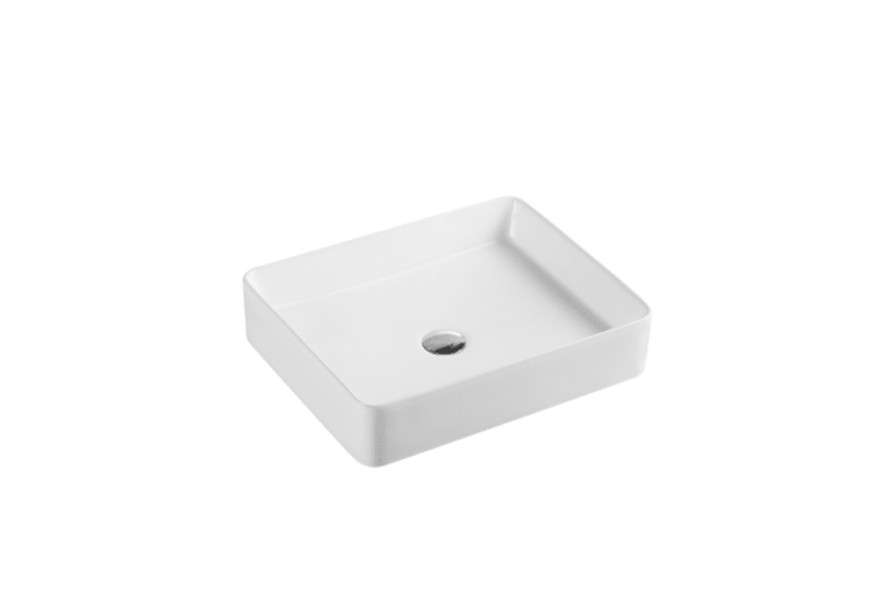 Qtro 51 High Gloss White Above Counter Rectangular Basin