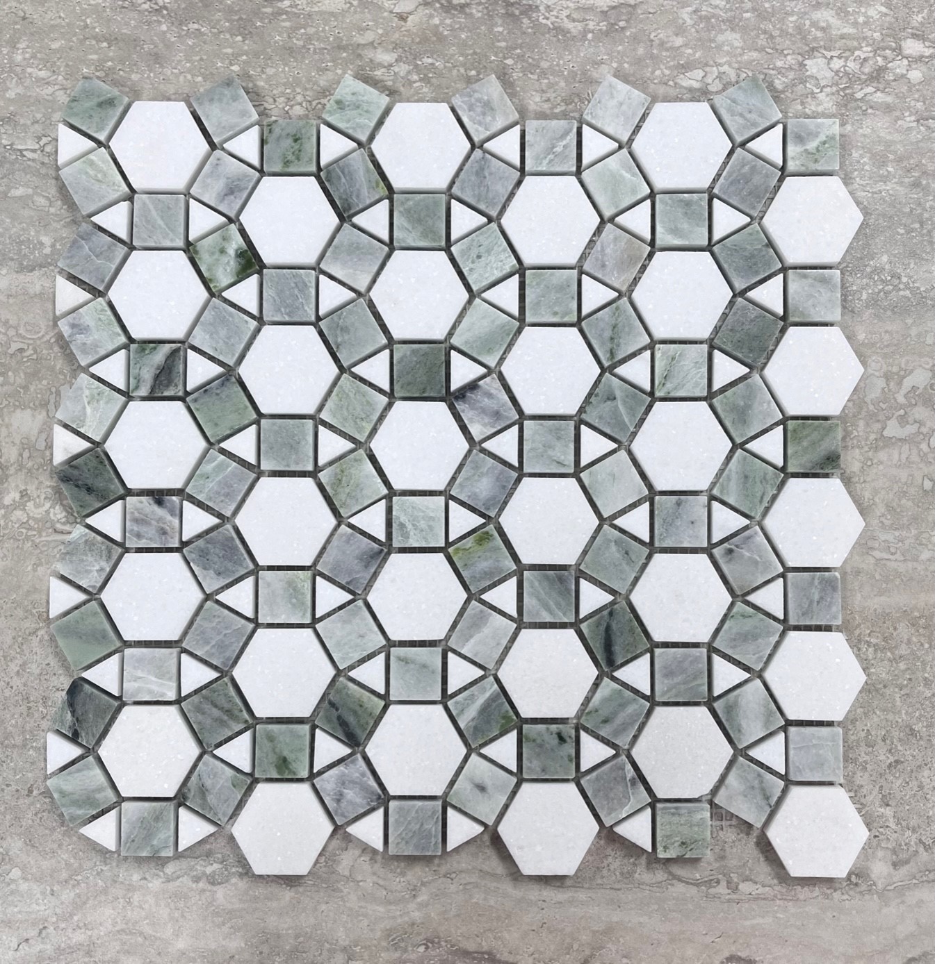 Starstile Montreal Crystal White + Jade Honed Mosaic Sheet 31.7×30.5cm