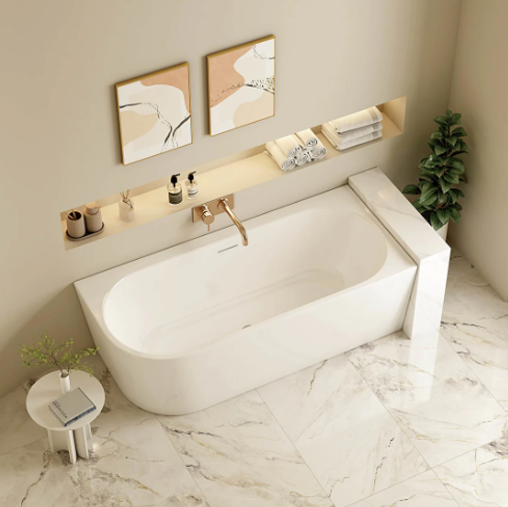 Nova 1500mm Right Hand Corner Gloss White Bathtub