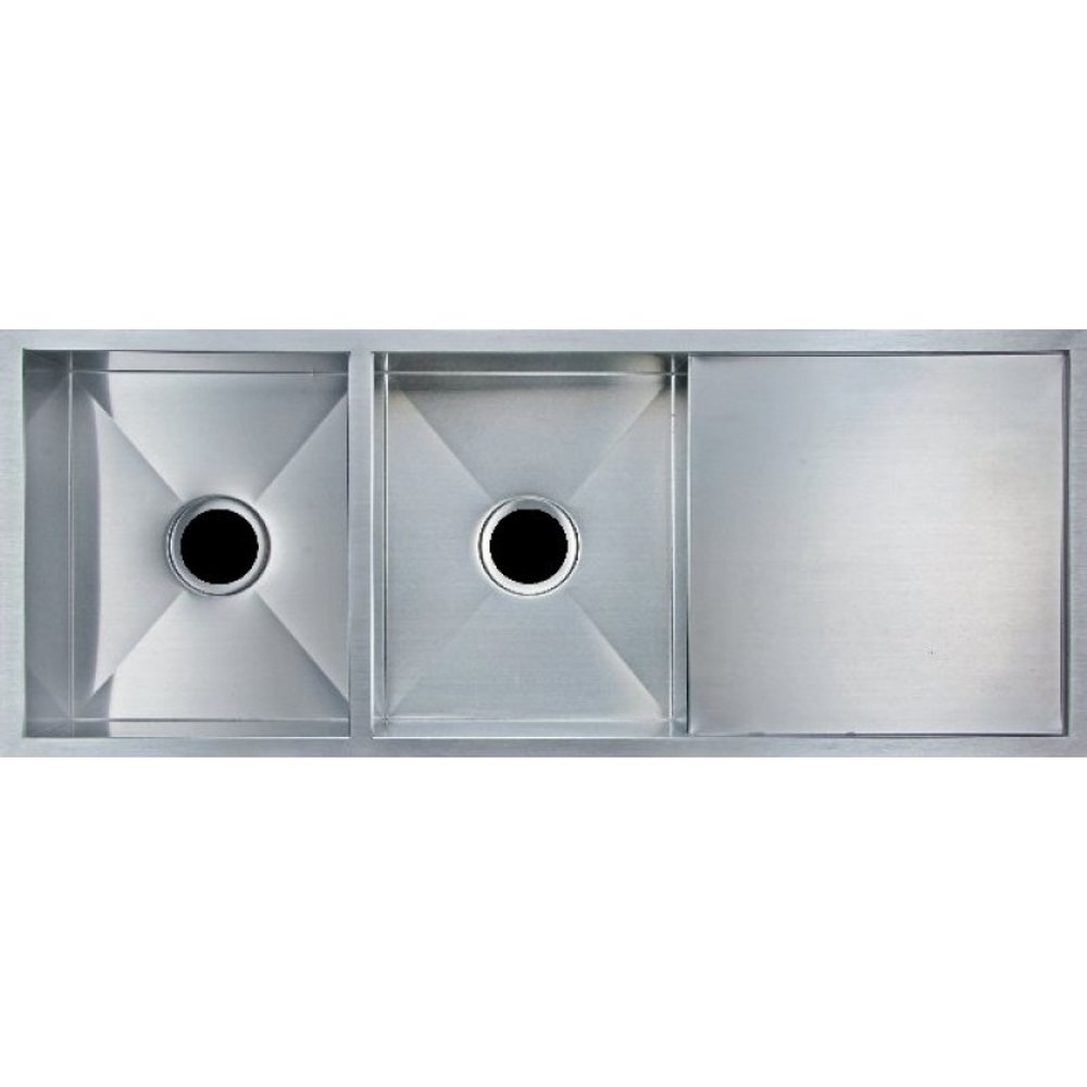 Handmade Stainless Steel Double Bowl Kitchen Sink with Drainboard 1.2mm (Drop-In/Flush Mount/Under Mount) 1160*460*230mm