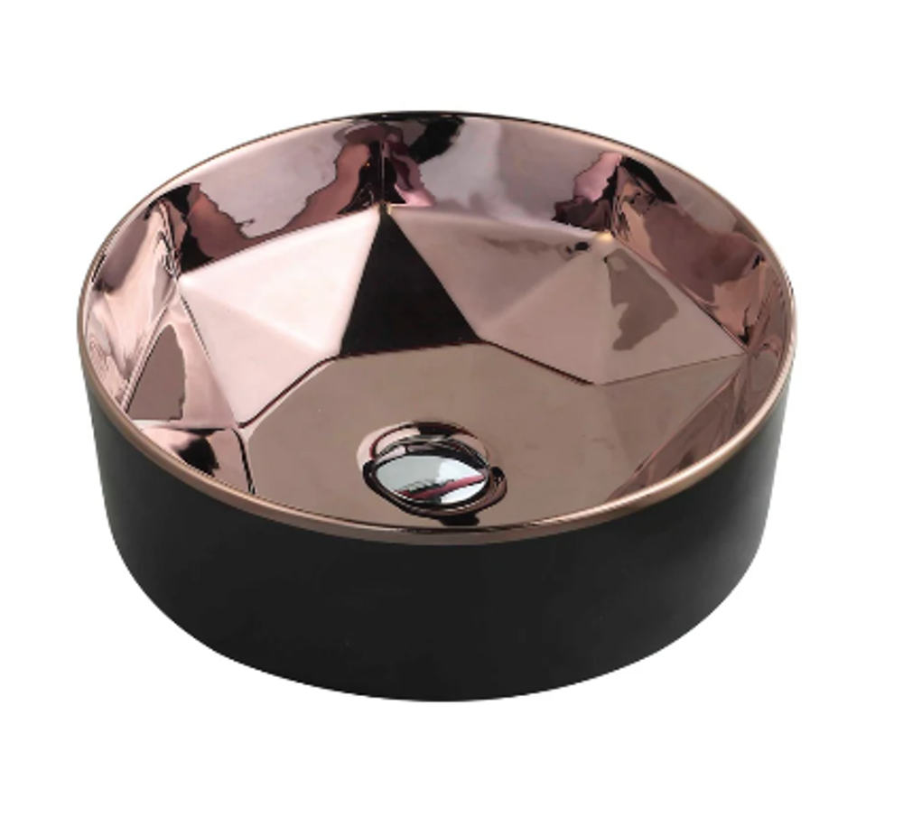 Trier 53 Counter Top Round Basin - Art Rose Gold with Matt Black