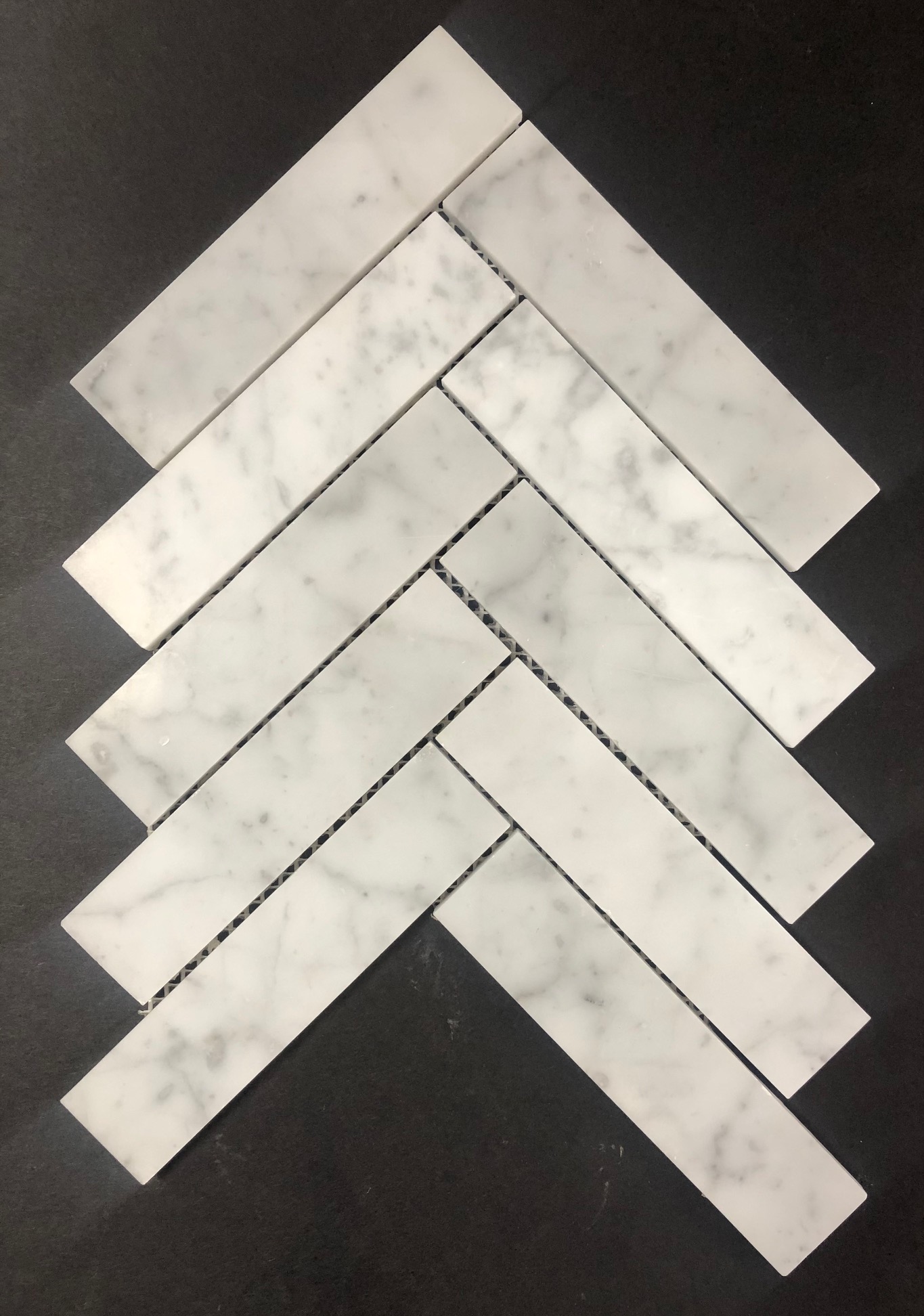 Arvex Carrara Honed Herringbone Mosaic 21.5×26.3cm