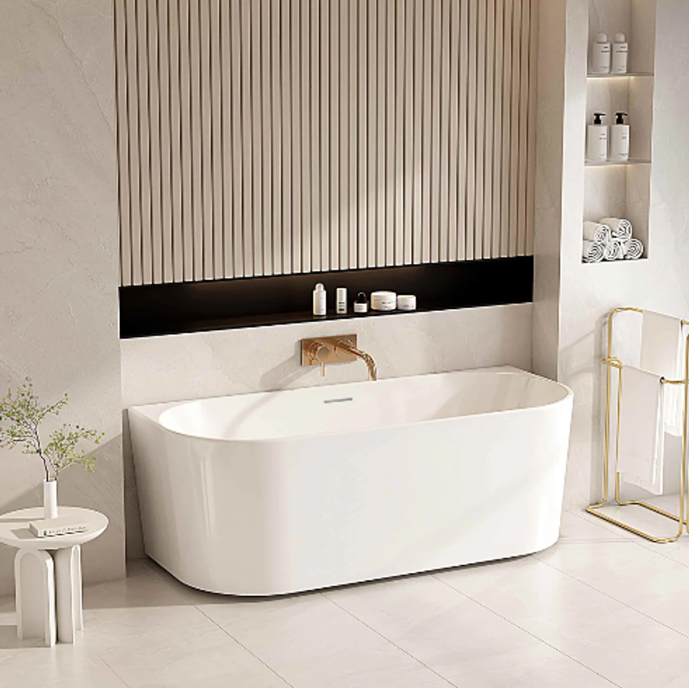 Musen 1400mm Back To Wall Gloss White Bathtub
