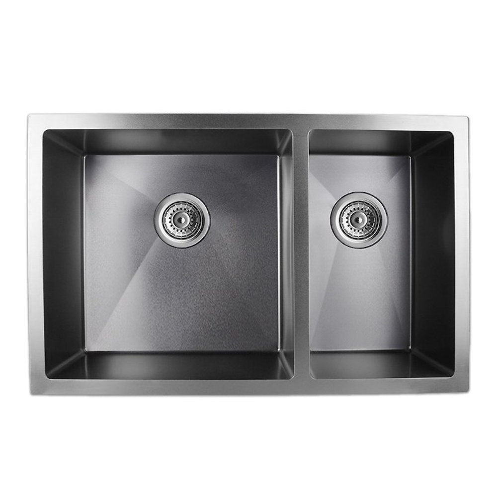 Dark Grey Stainless Steel 1 & 1/2 Bowl Kitchen Sink 710x450x205mm