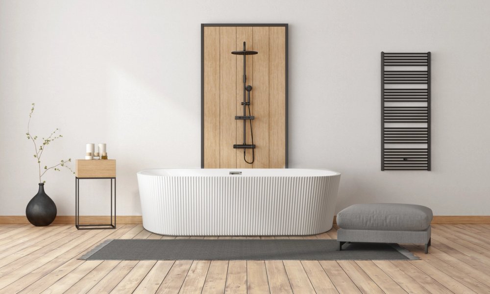 Rose 1500mm Fluted Back To Wall Matt White Bathtub WITH OVERFLOW