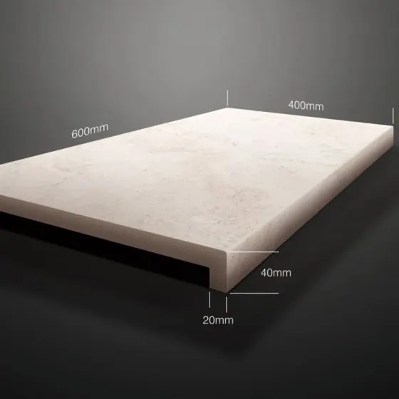 Santorini Cross-cut Oat 40x60 20mm Bullnose-Single-Piece Drop Do