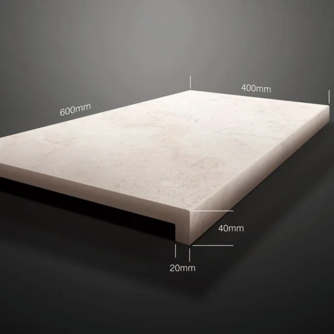 Santorini Cross-cut Oat 40x60 20mm Bullnose-Single-Piece Drop Do