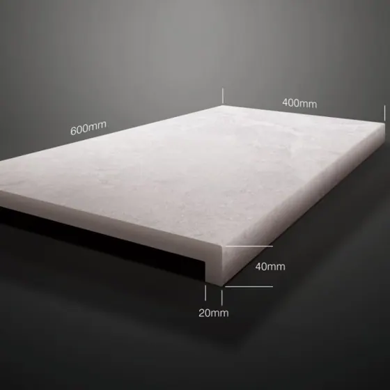 Santorini Cross-cut Dove Grey 40x60 20mm Bullnose-Single-Piece D