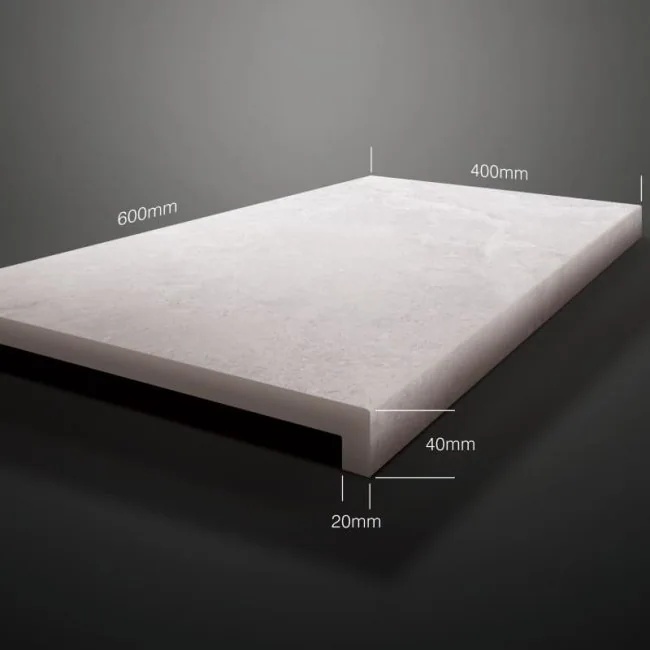 Santorini Cross-cut Dove Grey 40x60 20mm Bullnose-Single-Piece D