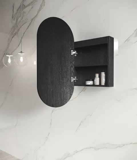 LED NOOSA 900X450 BLACK OAK SHAVING CABINET