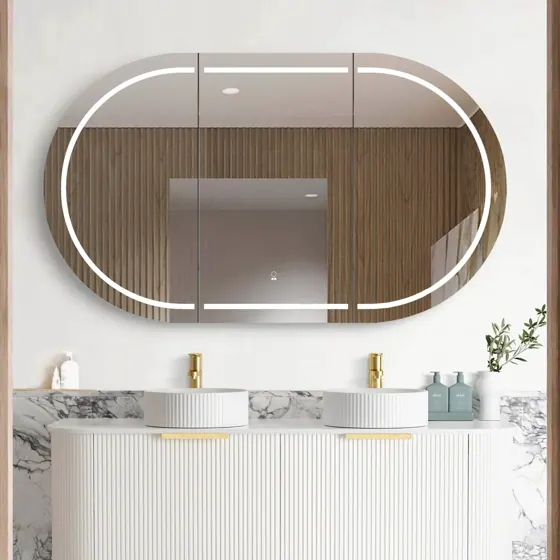 LED BONDI 1500X900 NATURAL OAK SHAVING CABINET