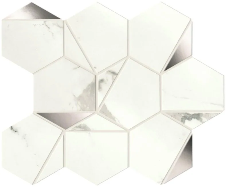 MarvelShine Statuario Supremo Platino Hex 25.1x29 Shiny