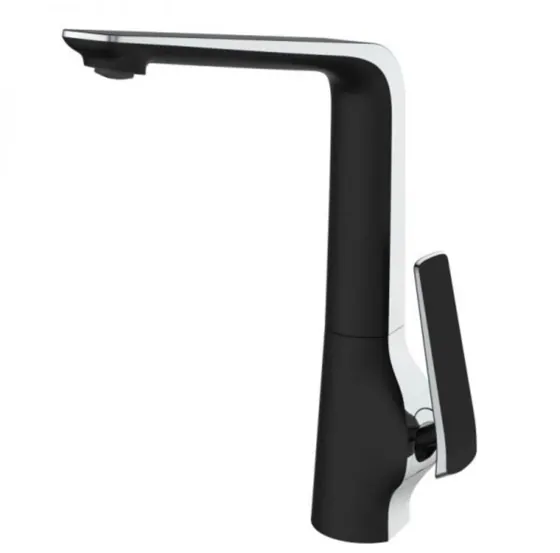 Esperia Matte Black & Chrome Tall Basin Mixer