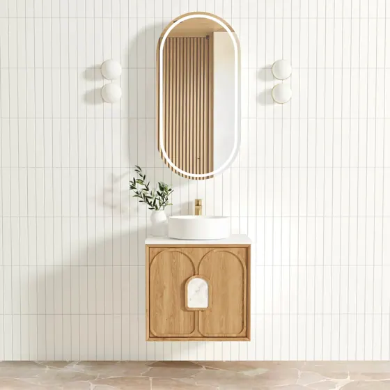 LAGUNA 600MM NATURAL AMERICAN OAK WALL HUNG VANITY