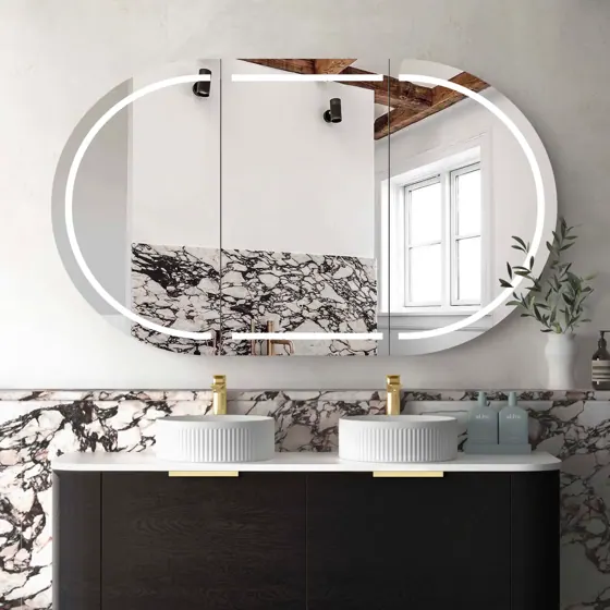 LED BONDI 1500X900 BLACK OAK SHAVING CABINET