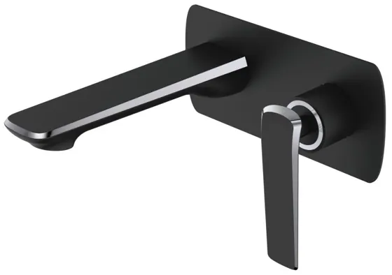 Esperia Matt Black & Chrome Wall Mixer With spout