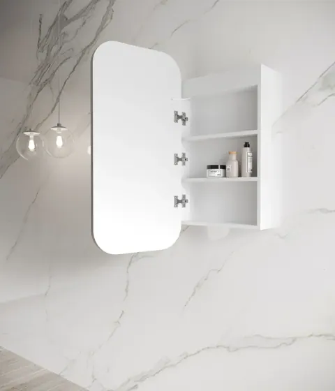 LED NEWPORT 900X450 WHITE SHAVING CABINET SOFT SQUARE