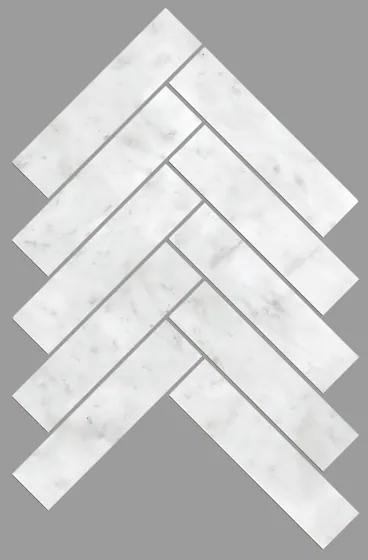 ARTEMIS CARRARA WHITE HERRINGBONE HONED 35X150 S21