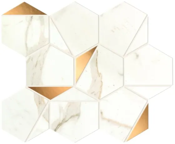 MarvelShine Calacatta Prestigio Gold Hex 25.1x29 Silk