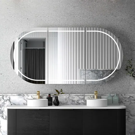 LED BONDI 1800X900 BLACK OAK SHAVING CABINET