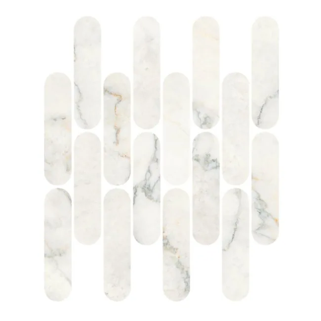 Kaolin Calacatta Nuvola Mosaic-Ovaletti 33.8x30 SilkTec®